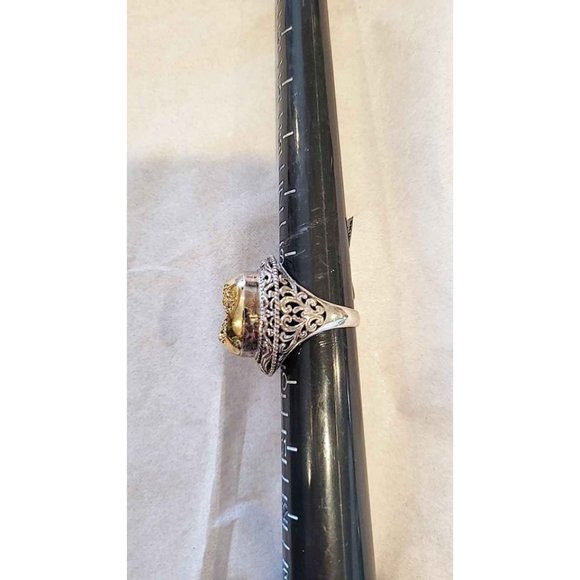 Sterling Silver Large Gold Drusy Ring Size 9 - Picture 4 of 8